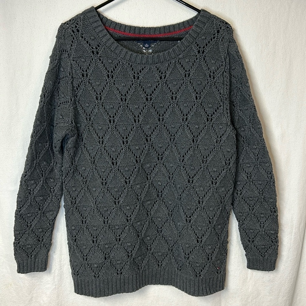 Tommy Hilfiger Women’s Sweater Size XL Gray 100% Cotton Gorgeous Texture EUC